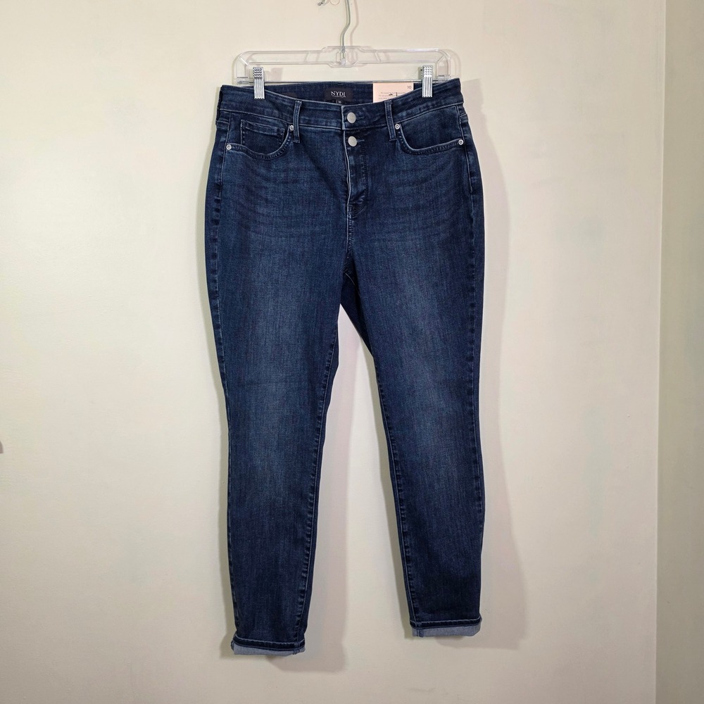 NYDJ Women Ami Skinny Jeans Cool Embrace Lift Tuck Indigo Denim Blue Size 10